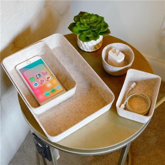 Felt Drawer Organizer Bins 7 Pack Desk Storage Tray Office Nordic Home Oatmeal - Picture 6 of 7